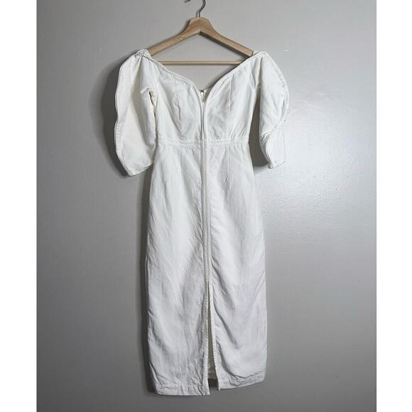 Mara Hoffman Off-The-Shoulder Leonara Midi Dress Ivory/White Size 2 Bridal - Picture 2 of 8